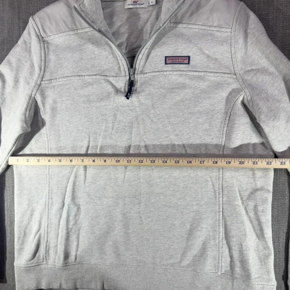 Vineyard Vines Sweatshirt Mens XL Gray 1/4 Zip Fleece Mock Neck Pullover Logo